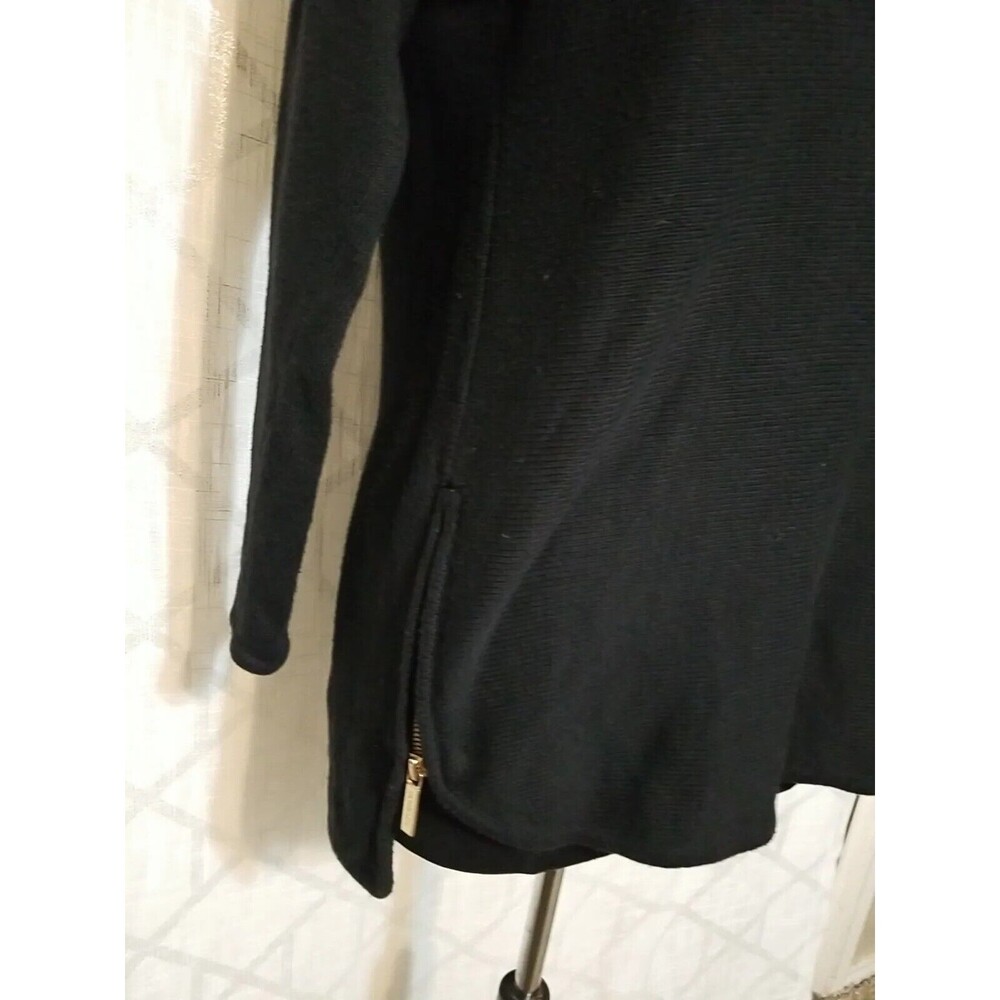 Michael Michael Kors Knit Sweater Womens Size Small Black Gold Zipper Pullover - Picture 15 of 15
